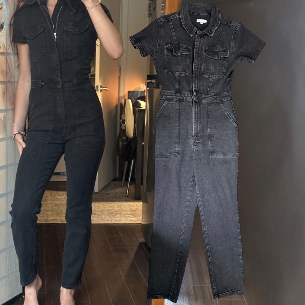 Good American Jumpsuit Fit for Success Denim Black Size 3